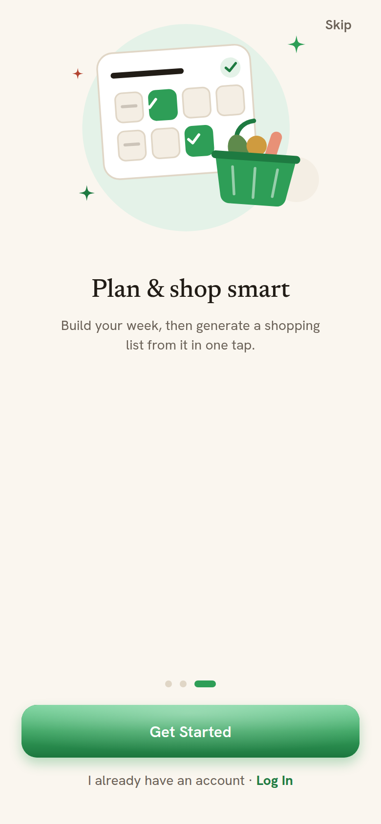 Feelspoon app — Plan and shop smart: build your week, then generate a shopping list from it.
